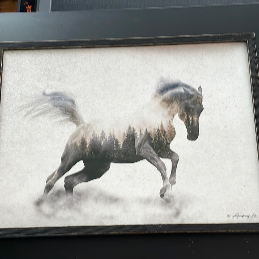 Horse Art Print with Forest Design